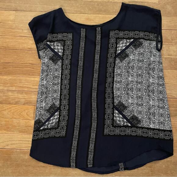 Cynthia Rowley women's blouse navy blue polyester sleeveless size medium M B14 - Picture 1 of 3